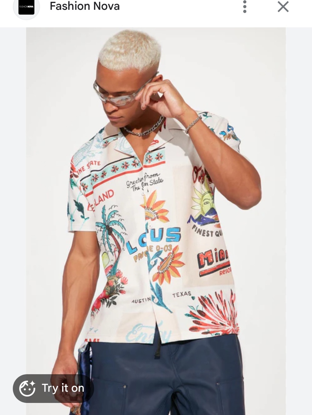 NWOT FRESH PRINTS of bel air Unique Retro 70s  MIAMI Texas Sugar SHIRT L 164